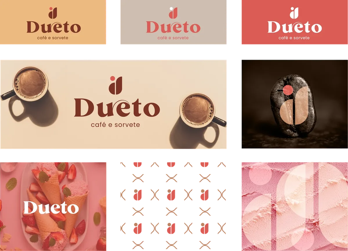 Dueto: apresentação da marca: variações de logo, aplicações e grafismo