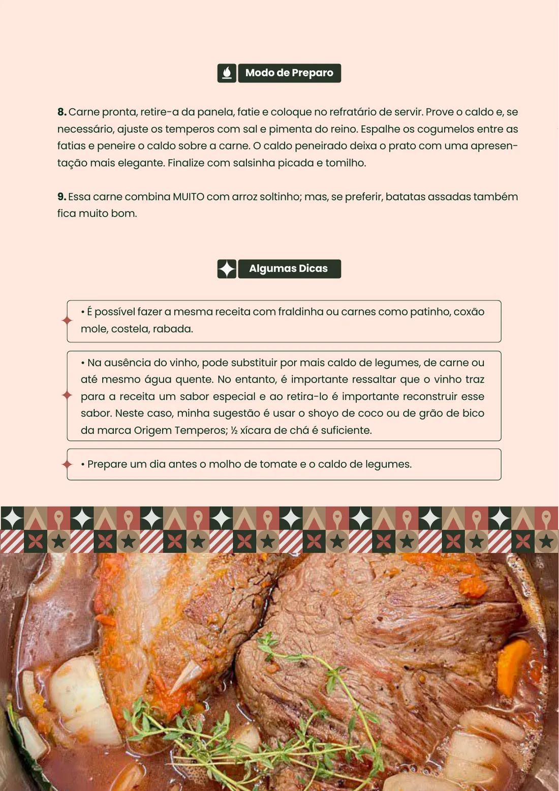 Página da receita de Maminha de Panela da Chef