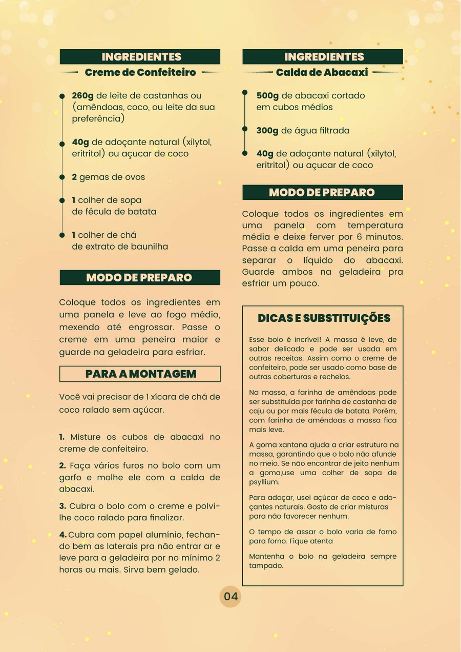 Página interna — Creme de Confeiteiro e Calda de Abacaxi