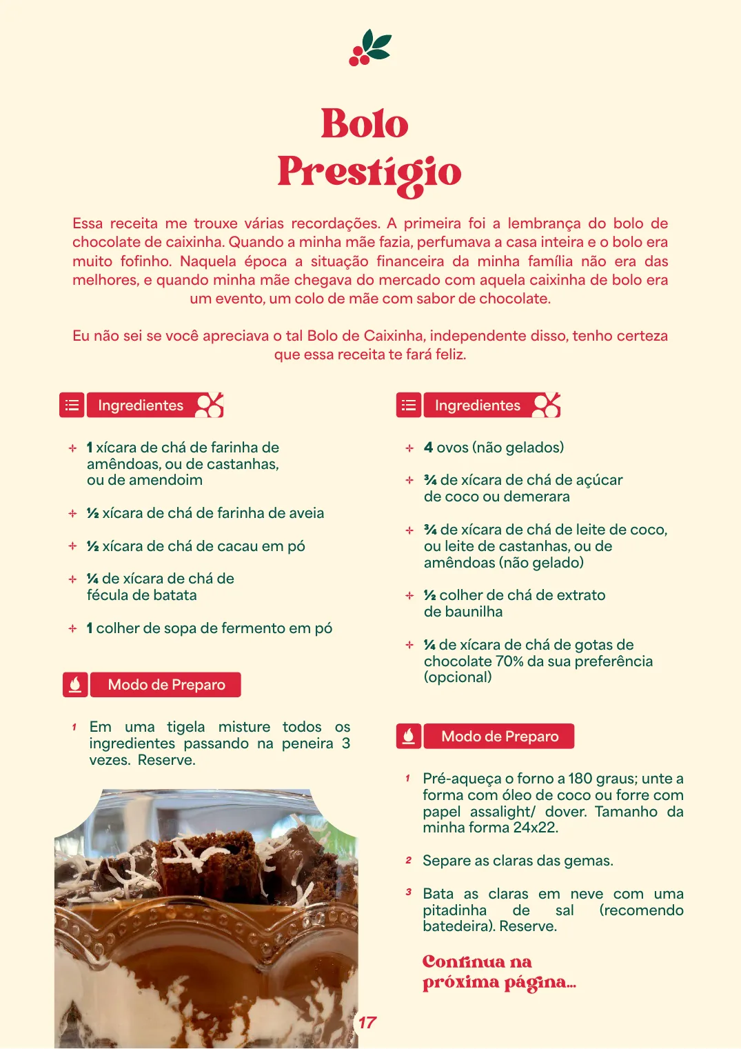 Página interna: receita Bolo Prestígio