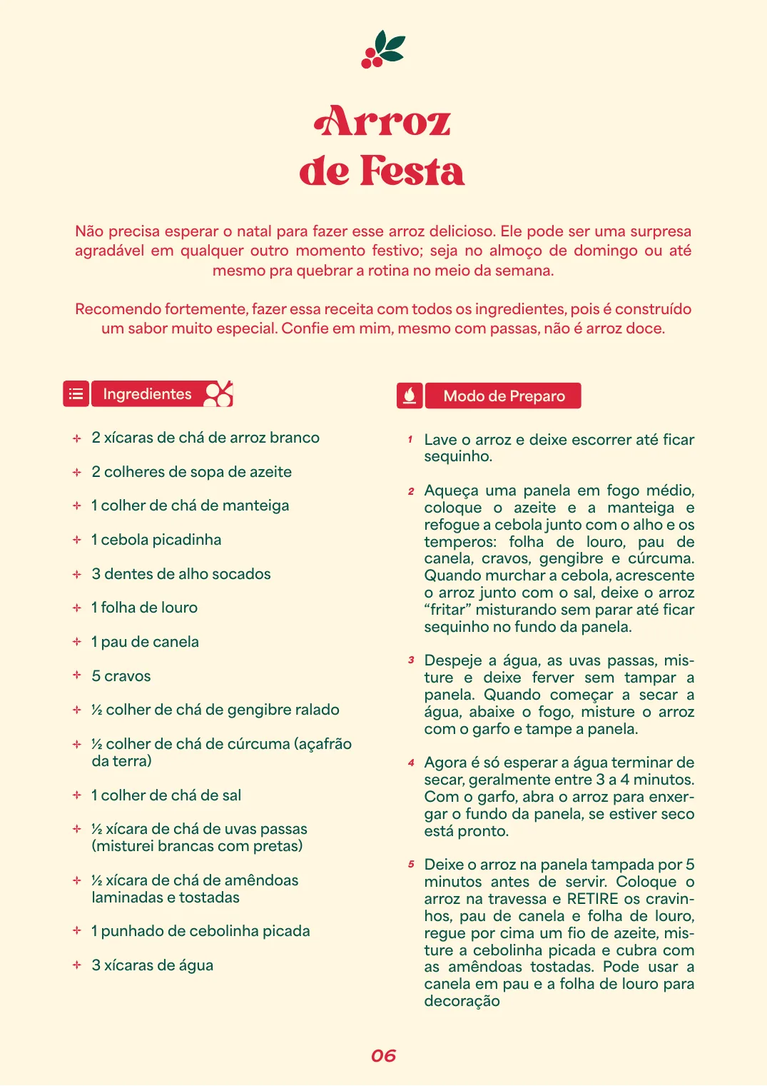 Página interna: receita Arroz de Festa