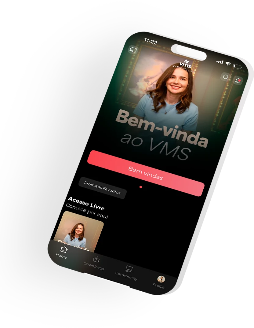 App VMS — tela inicial com a chamada Bem-vinda ao VMS